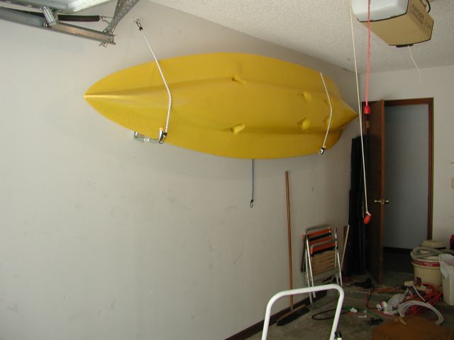 Kayak hanging in the Garage!