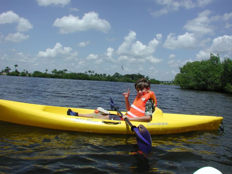 Jake trying out various kayaks in Vero Beach